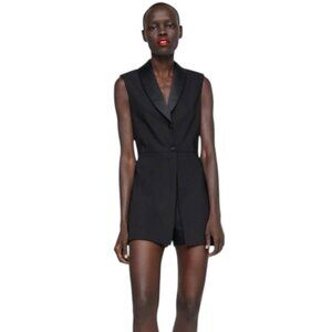 Zara Black Tuxedo Blazer Style Romper - Size S